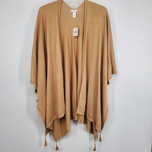 Women's J. Jill‎ Tassled Linen Blend Shawl Wrap Sweater One Size NEW